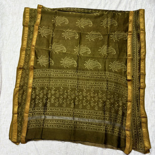 Handblock Maheshwari Suit Material with Maheshwari Dupatta