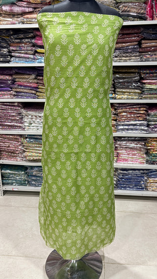 Print Hand block kota doria suit set for office wear (with extra lining included)