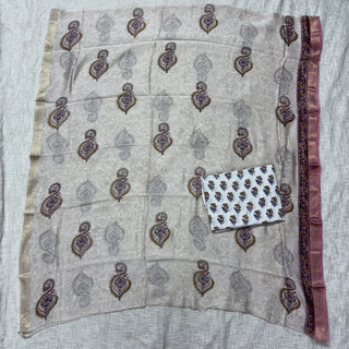 Handblock Maheshwari Suit Material with Maheshwari Dupatta