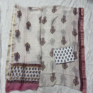 Handblock Maheshwari Suit Material with Maheshwari Dupatta