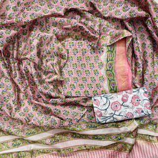 Handblock Maheshwari Suit Material with Maheshwari Dupatta