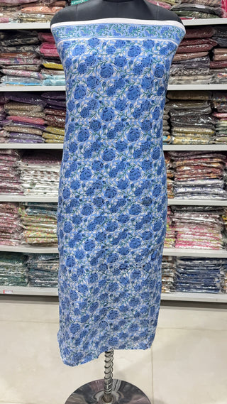 Handblock Cotton Suit Material with Cotton Dupatta