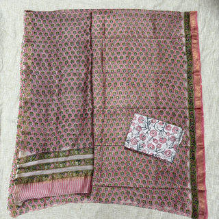 Handblock Maheshwari Suit Material with Maheshwari Dupatta