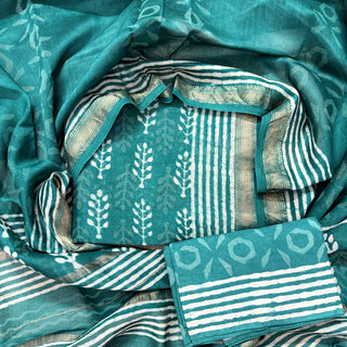 Handblock Maheshwari Suit Material with Maheshwari Dupatta