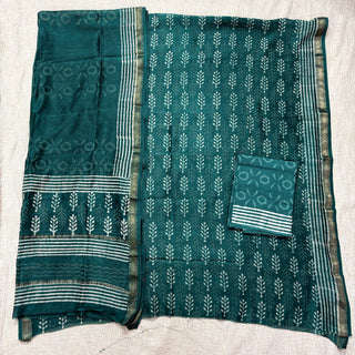 Handblock Maheshwari Suit Material with Maheshwari Dupatta