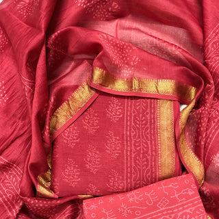 Handblock Maheshwari Suit Material with Maheshwari Dupatta