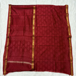 Handblock Maheshwari Suit Material with Maheshwari Dupatta