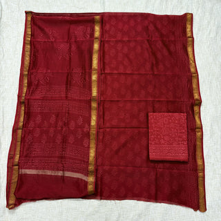 Handblock Maheshwari Suit Material with Maheshwari Dupatta