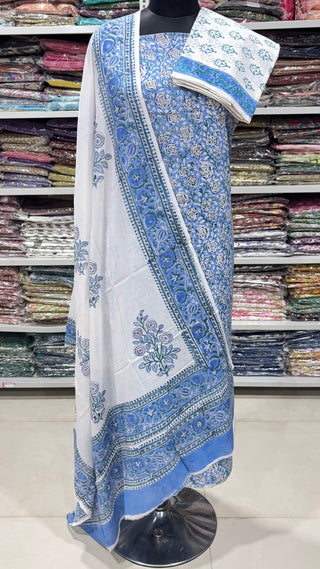 Handblock Cotton Suit Material with Cotton Dupatta
