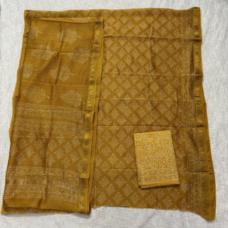 Handblock Maheshwari Suit Material with Maheshwari Dupatta