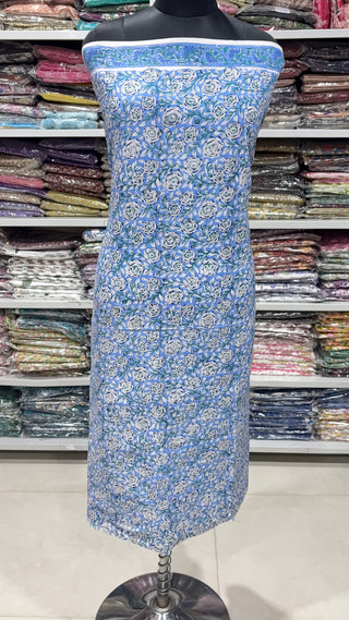 Handblock Cotton Suit Material with Cotton Dupatta