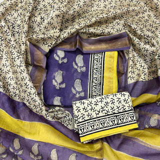 Handblock Maheshwari Suit Material with Maheshwari Dupatta