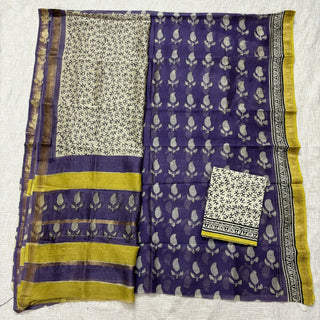 Handblock Maheshwari Suit Material with Maheshwari Dupatta