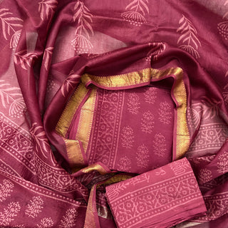 Handblock Maheshwari Suit Material with Maheshwari Dupatta