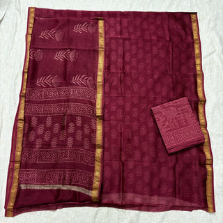 Handblock Maheshwari Suit Material with Maheshwari Dupatta