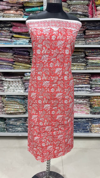 Handblock Cotton Suit Material with Cotton Dupatta