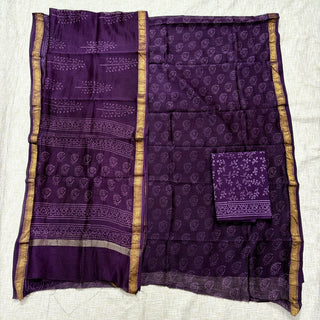 Handblock Maheshwari Suit Material with Maheshwari Dupatta