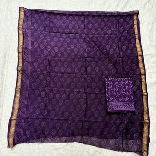 Handblock Maheshwari Suit Material with Maheshwari Dupatta