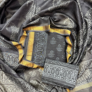 Handblock Maheshwari Suit Material with Maheshwari Dupatta