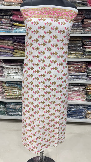 Handblock Cotton Suit Material with Cotton Dupatta