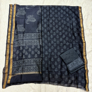 Handblock Maheshwari Suit Material with Maheshwari Dupatta