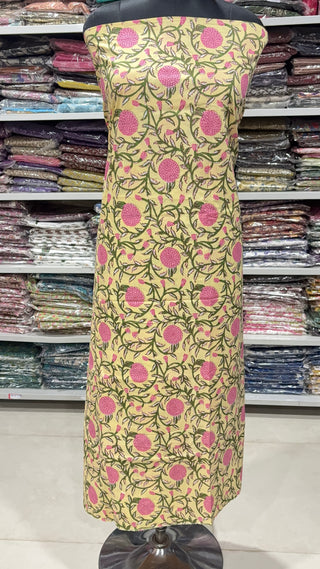 Handblock Cotton Suit Material with Cotton Dupatta