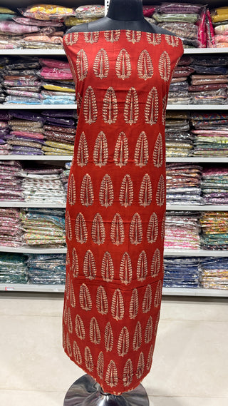 Cotton Ajrakh Handblock Office Wear Suit fabric with Kota doria Dupatta
