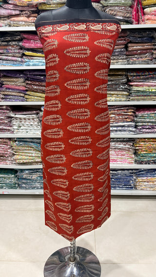 Cotton Ajrakh Handblock Office Wear Suit fabric with Kota doria Dupatta