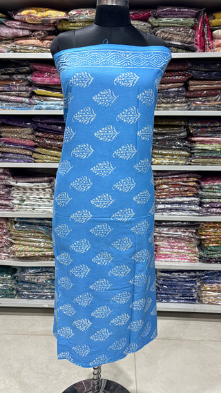 Cotton Handblock Office Wear Suit fabric with Kota Doria Dupatta
