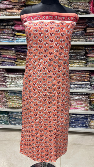 Cotton Handblock Office Wear Suit fabric with Kota doria Dupatta