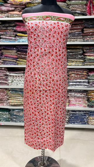 Cotton Handblock Office Wear Suit fabric with Kota doria Dupatta
