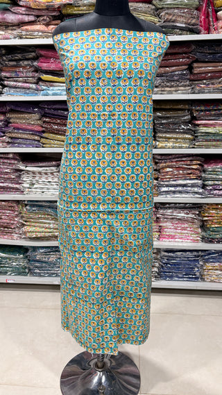 Cotton Handblock Office Wear Suit fabric with Kota doria Dupatta