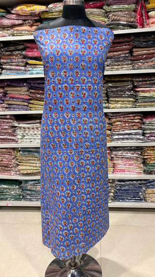 Cotton Handblock Office Wear Suit fabric with Kota doria Dupatta