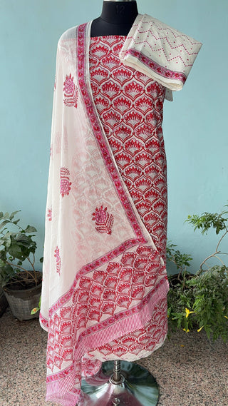 Handblock Cotton Suit Material with Cotton Dupatta