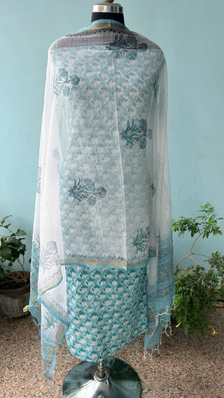 Cotton Handblock Office Wear Suit fabric with Kota doria Dupatta
