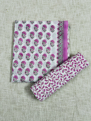 Cotton Handblock Office Wear Suit fabric with Kota Doria Dupatta
