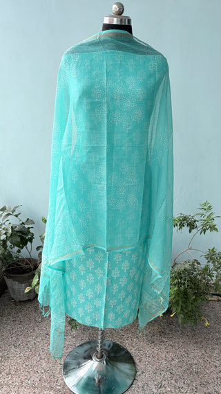 Cotton Handblock Office Wear Suit fabric with Kota doria Dupatta