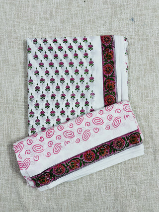Cotton Handblock Office Wear Suit fabric with Kota Doria Dupatta