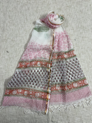 Cotton Handblock Office Wear Suit fabric with Kota Doria Dupatta