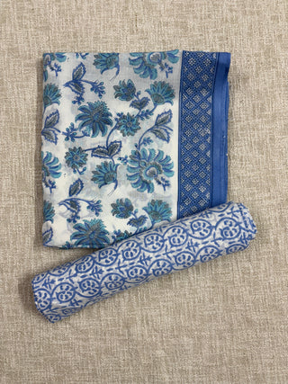 Cotton Handblock Office Wear Suit fabric with Kota Doria Dupatta