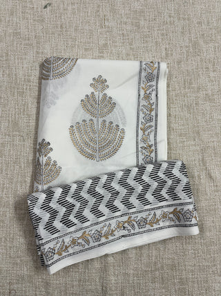 Cotton Handblock Office Wear Suit fabric with Kota Doria Dupatta