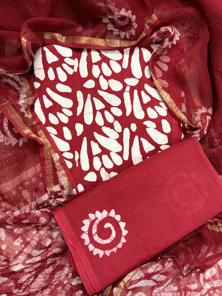 Cotton Handblock Office Wear Suit fabric with Kota Doria Dupatta