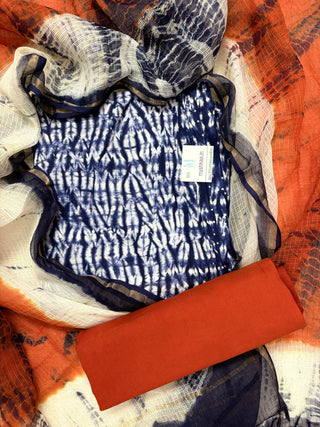 Cotton Handblock Office Wear Suit fabric with Kota Doria Dupatta