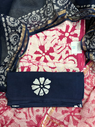 Cotton Handblock Office Wear Suit fabric with Kota Doria Dupatta