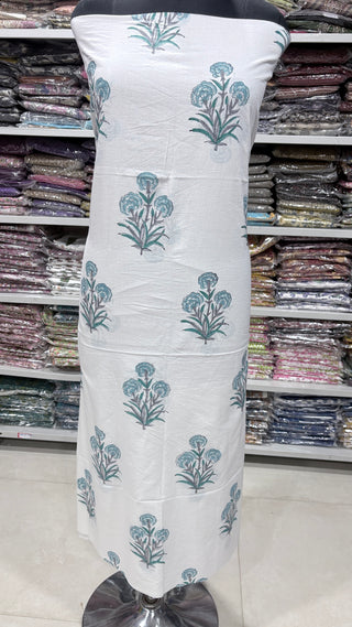 Cotton Handblock Office Wear Suit fabric with Kota doria Dupatta
