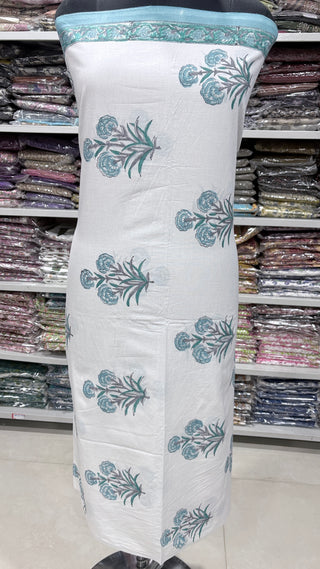Cotton Handblock Office Wear Suit fabric with Kota doria Dupatta