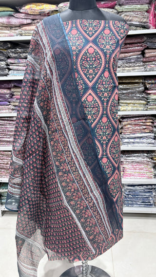 Handblock Cotton Office Wear Top Dupatta Combo