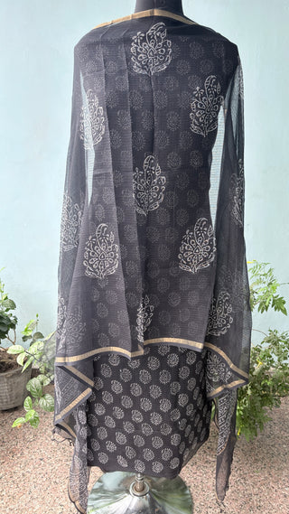 Print Hand block kota doria suit set for office wear (with extra lining included)