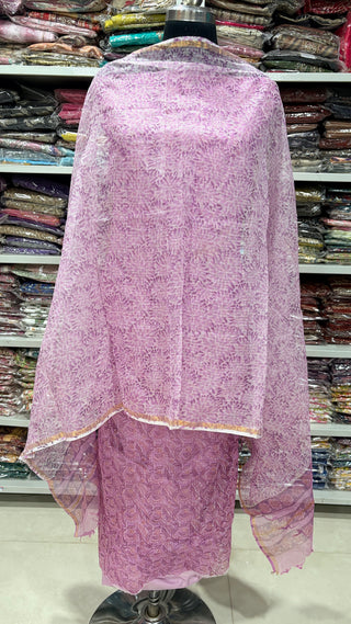 Print Hand block kota doria suit set for office wear (with extra lining included)
