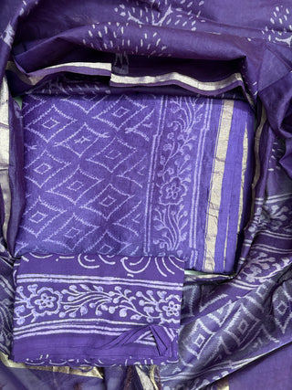 Handblock Chanderi Suit Material with Chanderi Dupatta